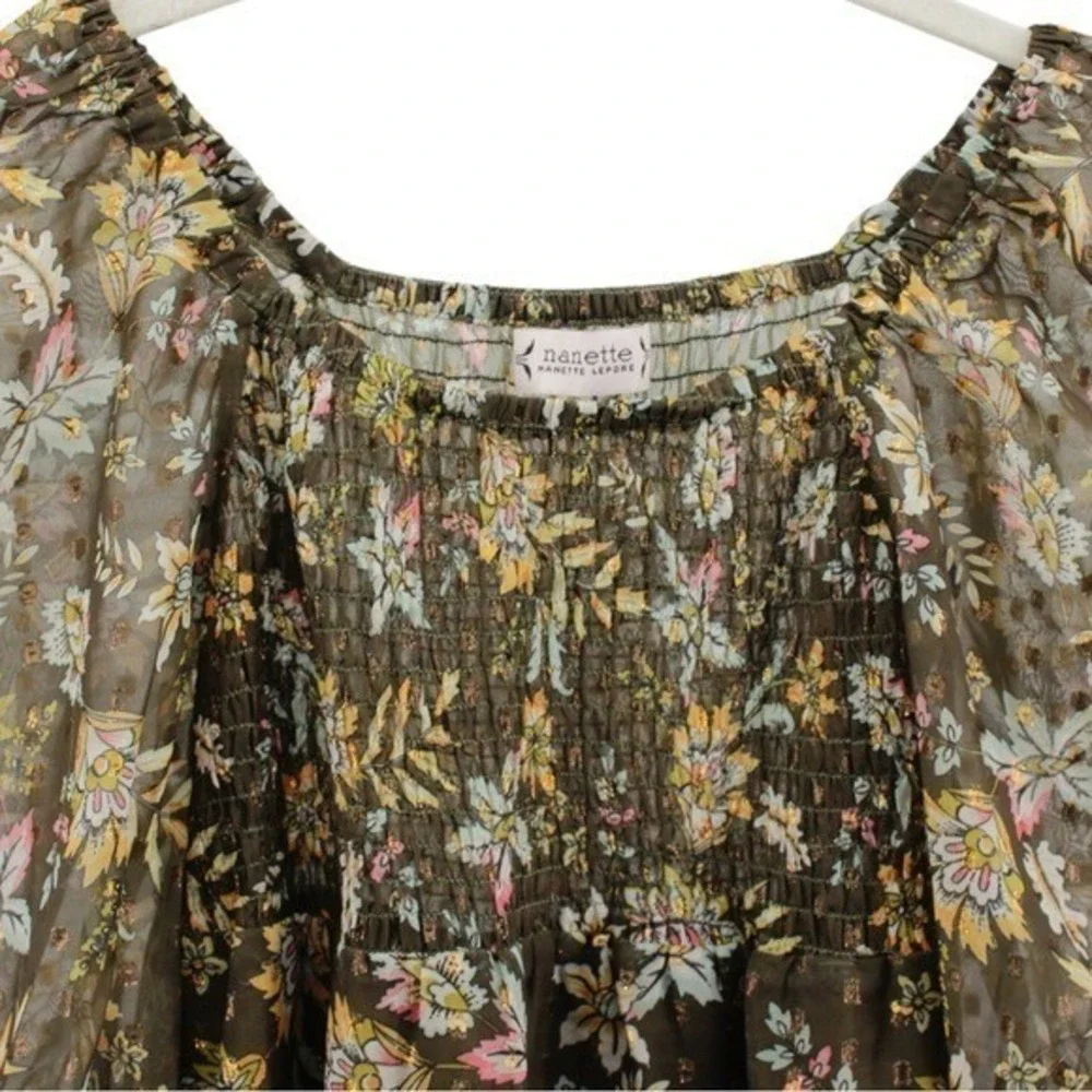 Nanette Lepore Tinsel Floral Milk Maid‎ Fairycore Whimsical Summer Dress Size S
